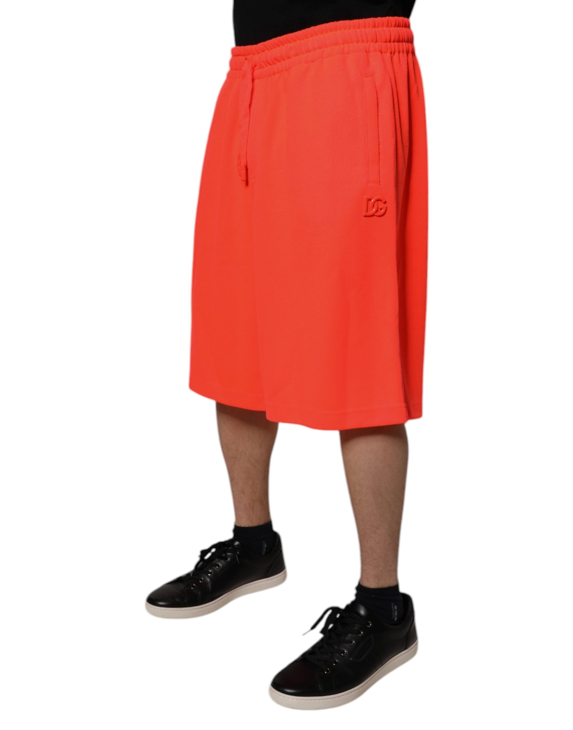 Röda polyesterbermudashorts med medelhög midja för män