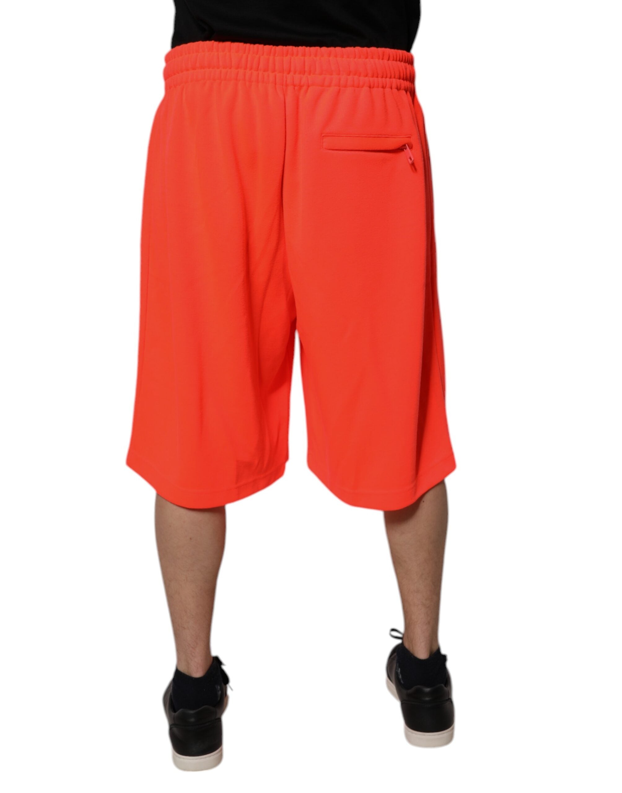 Röda polyesterbermudashorts med medelhög midja för män