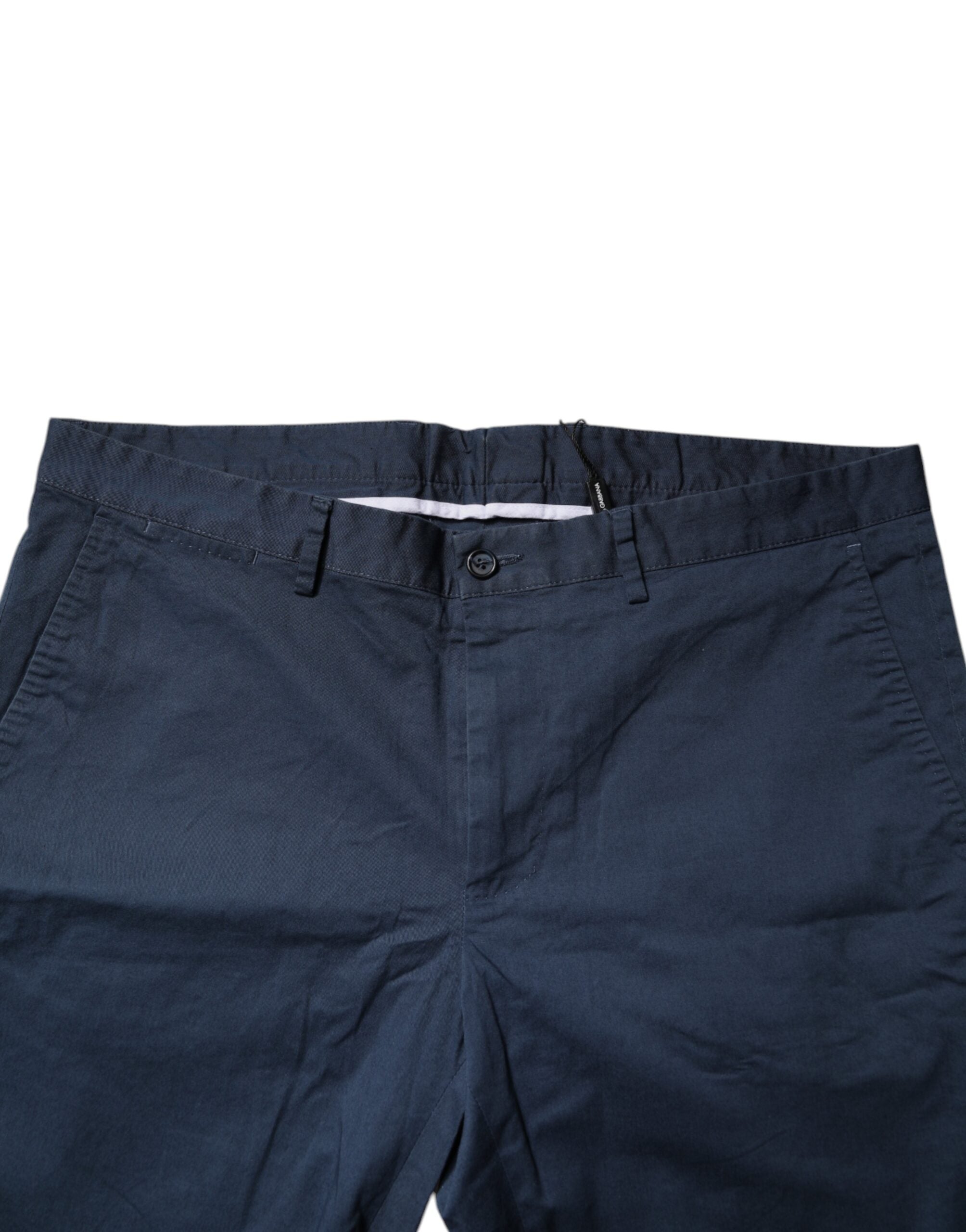 Blå bomullsbermudashorts för män med medelhög midja