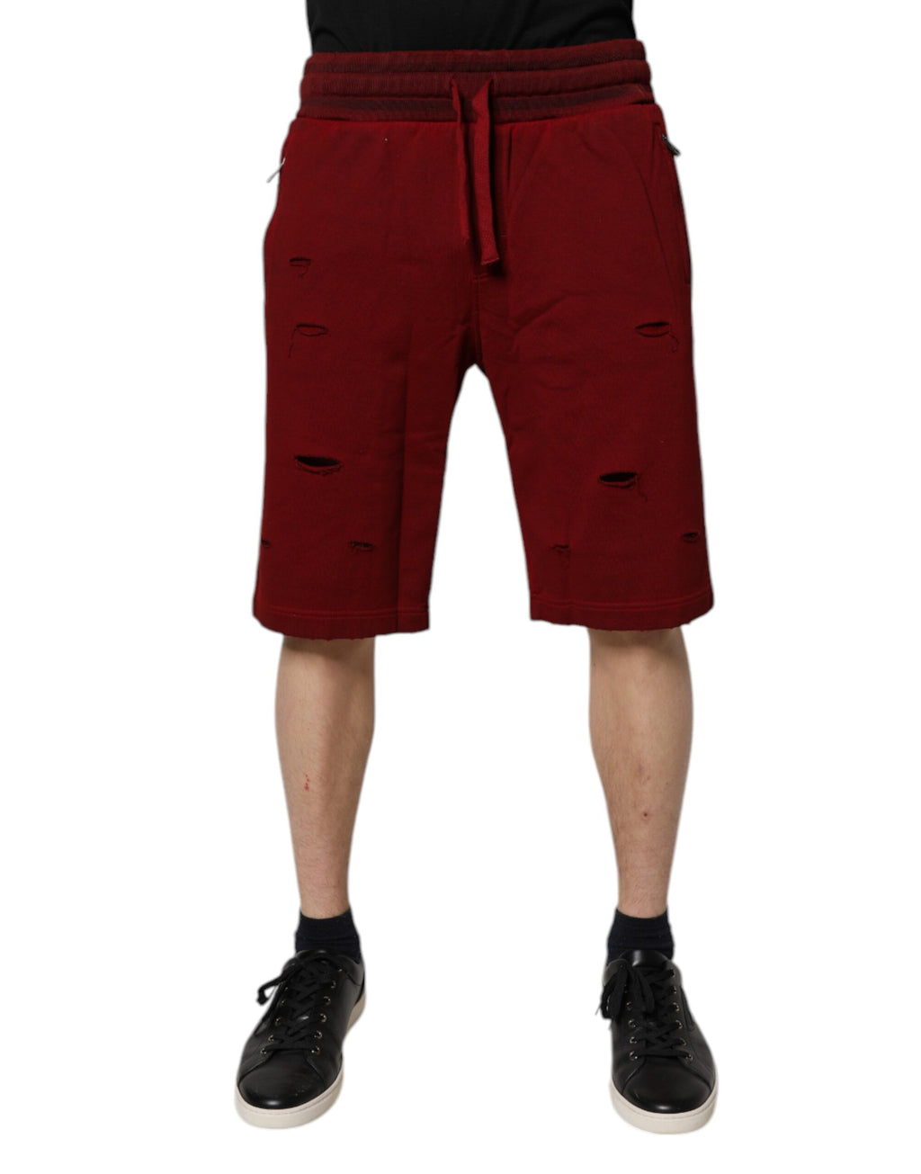 Rödbruna Bermuda-shorts med rip-mönster