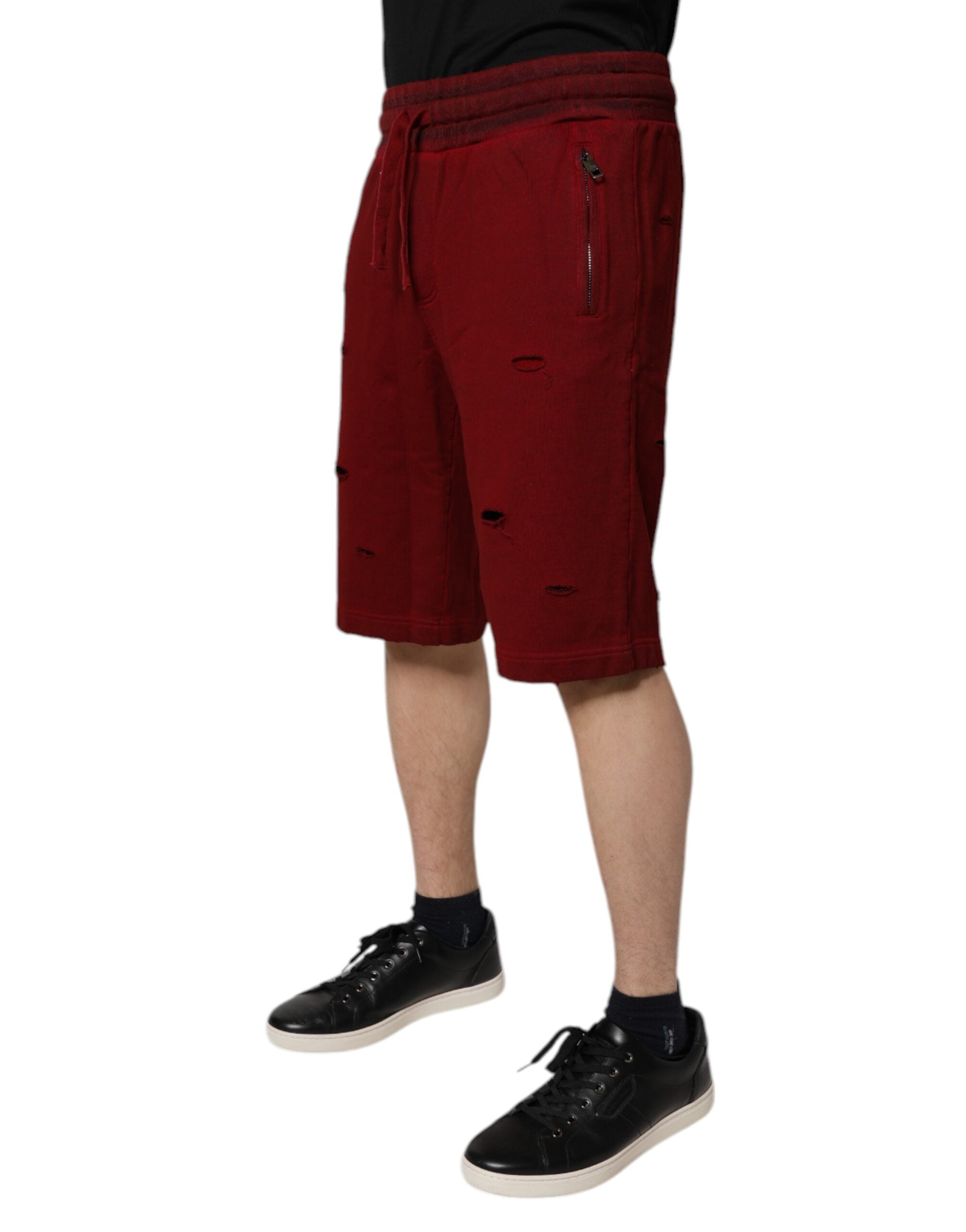 Rödbruna Bermuda-shorts med rip-mönster