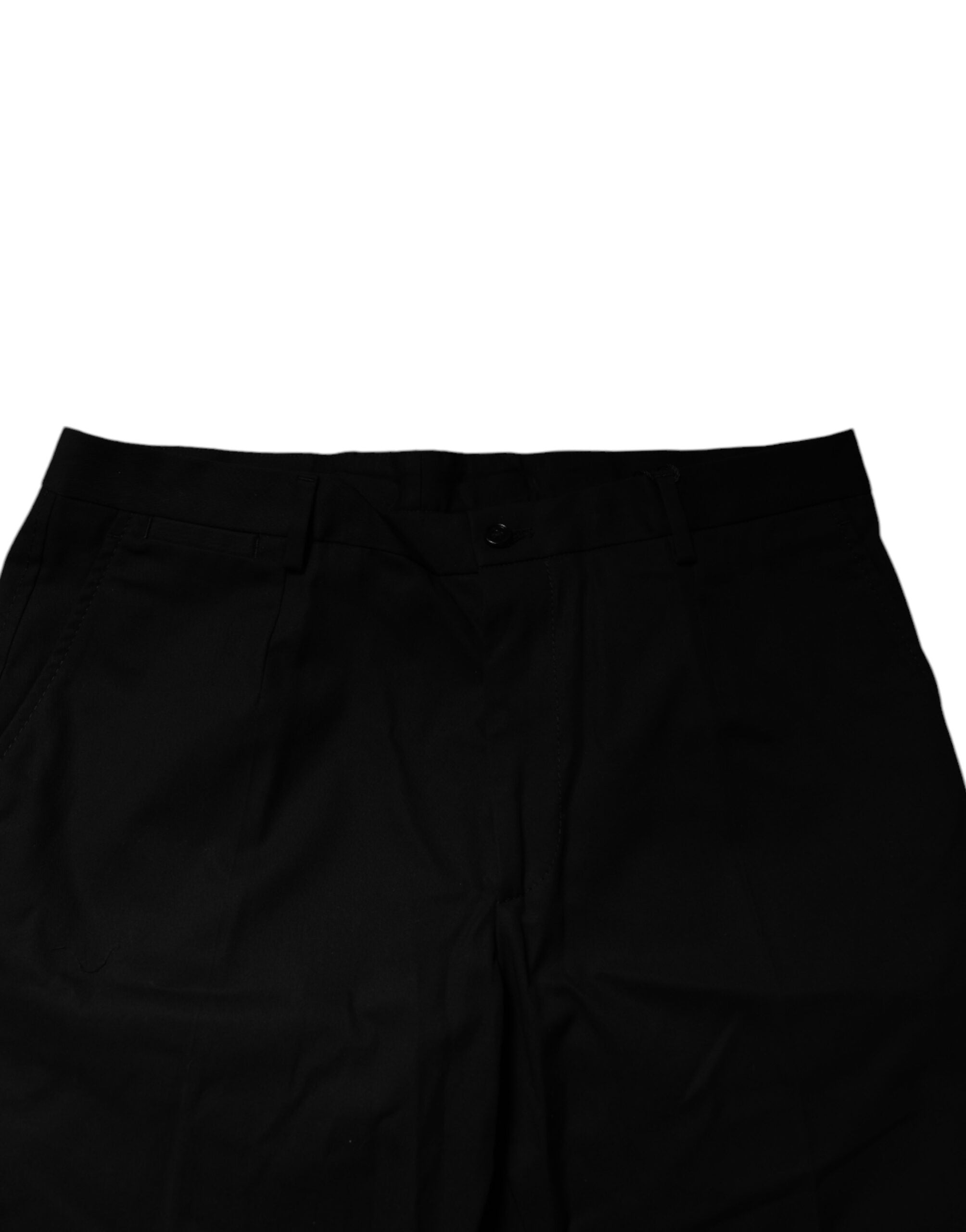 Svarta bomullsstretchiga bermudashorts med medelhög midja
