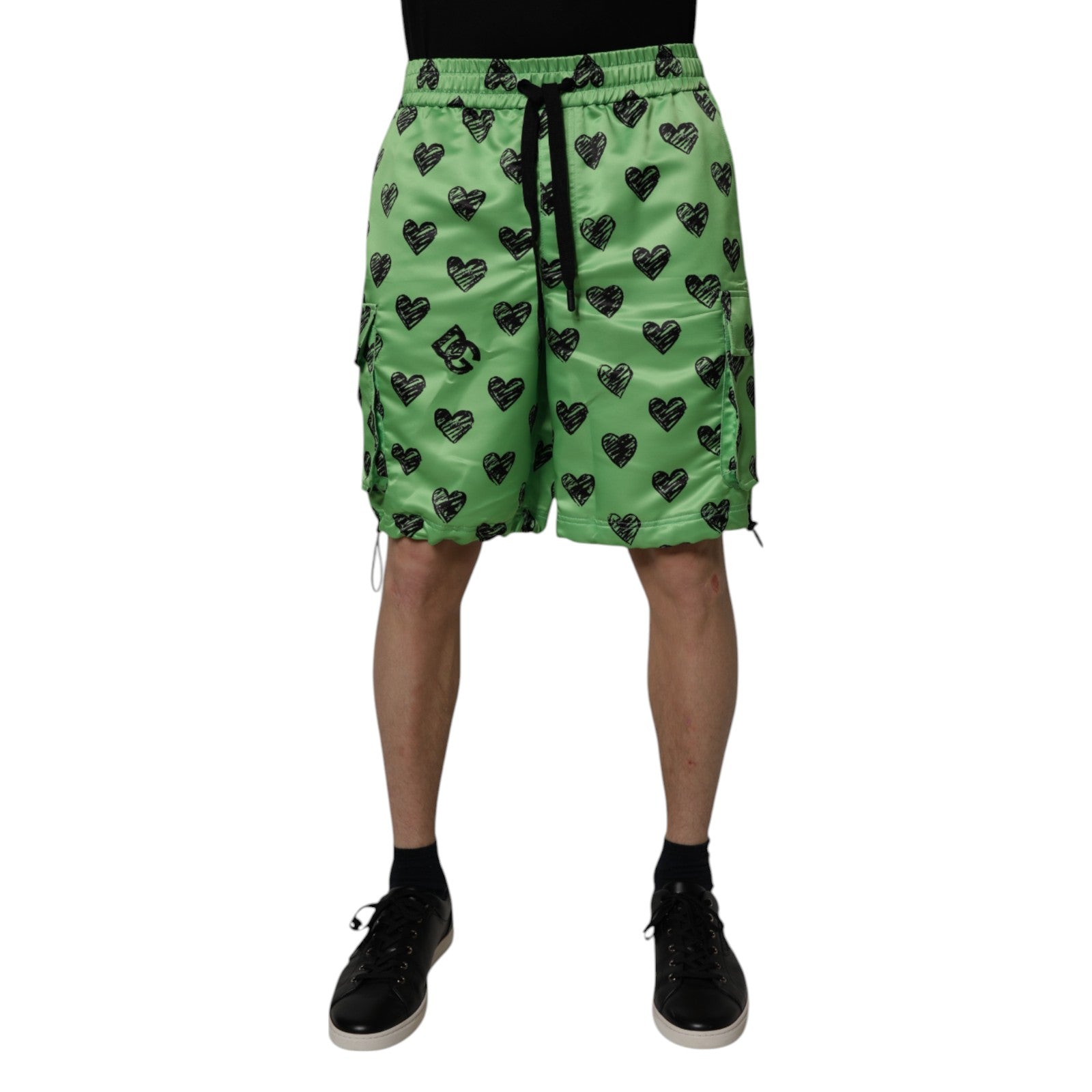 Gröna hjärtmönster Cargo Bermudashorts för män
