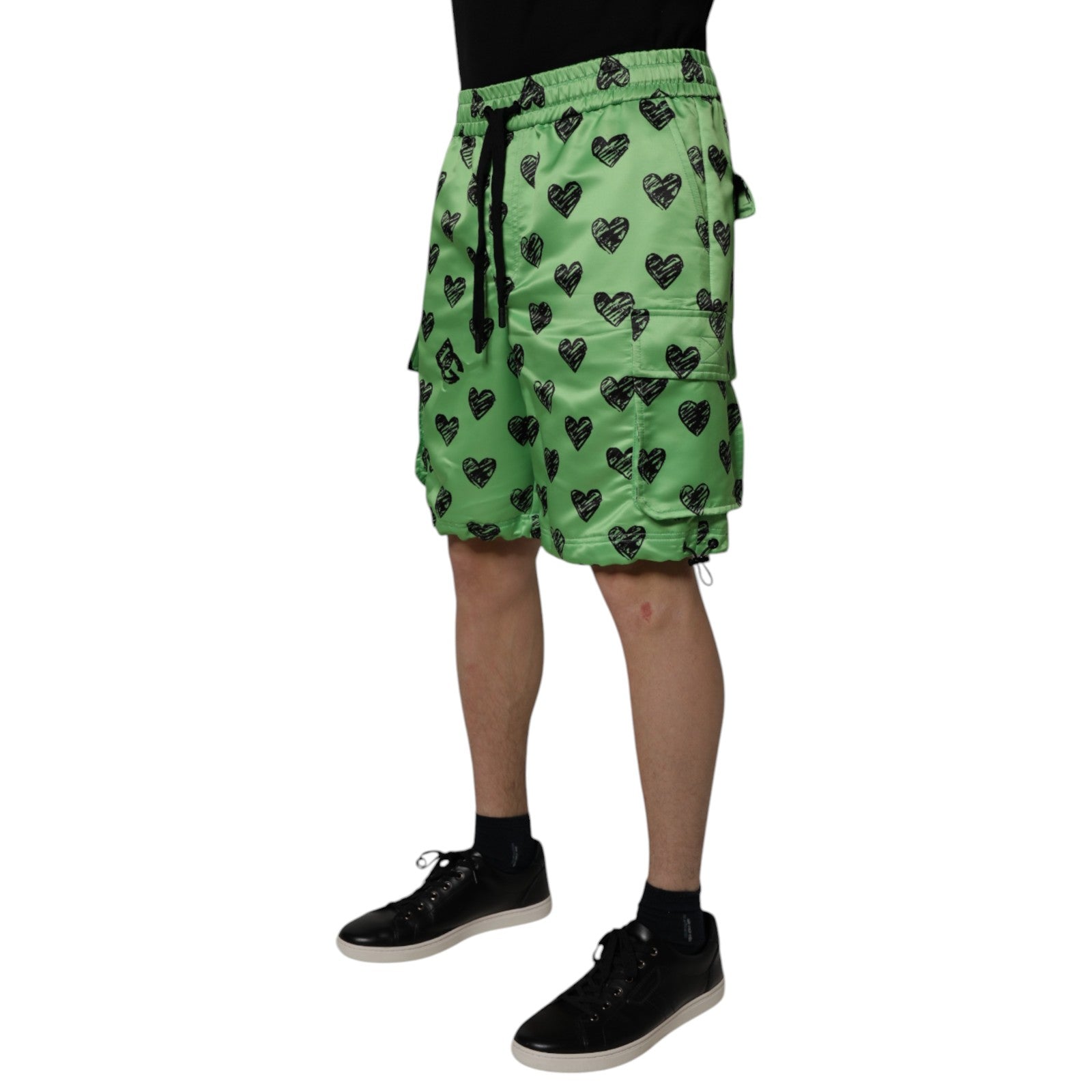 Gröna hjärtmönster Cargo Bermudashorts för män