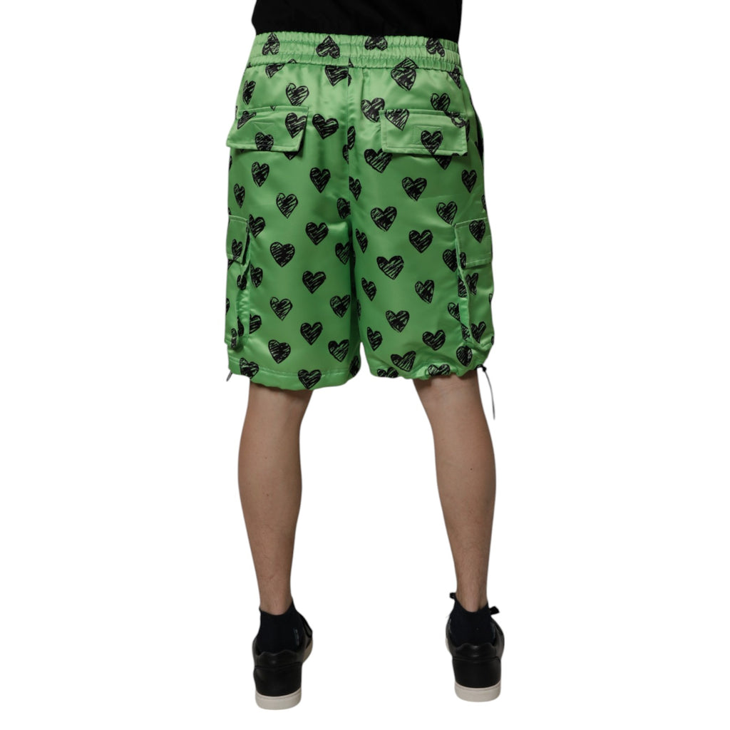 Gröna hjärtmönster Cargo Bermudashorts för män