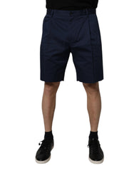 Dolce & Gabbana Dark Blue Cotton Mid Waist Men Bermuda Shorts