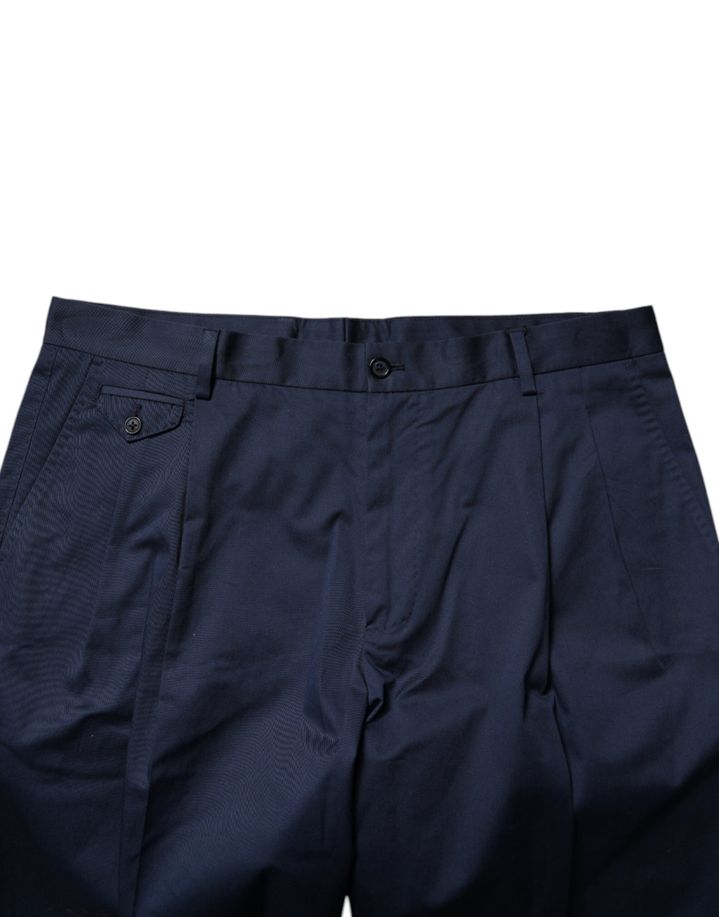 Mörkblå bomullsbermudashorts för män med medelhög midja