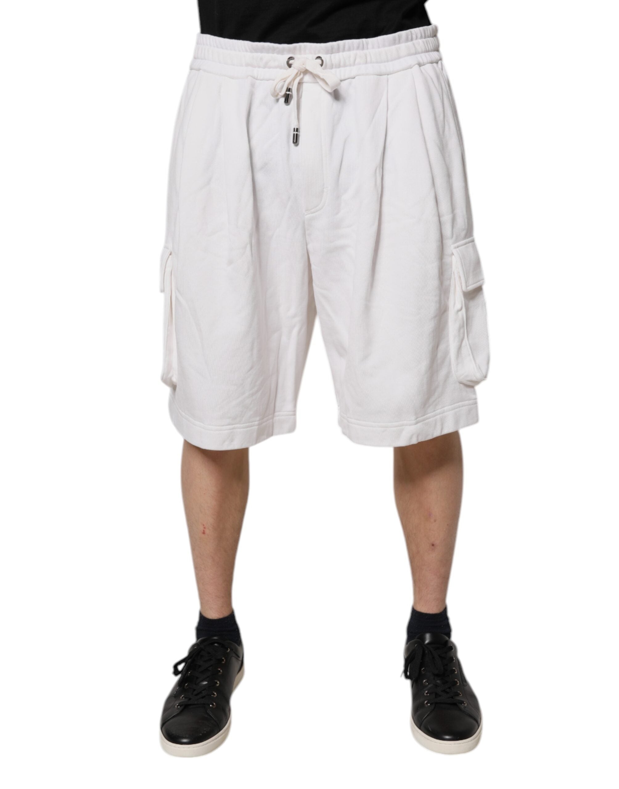 Vita bomulls cargo bermuda sweatshorts shorts