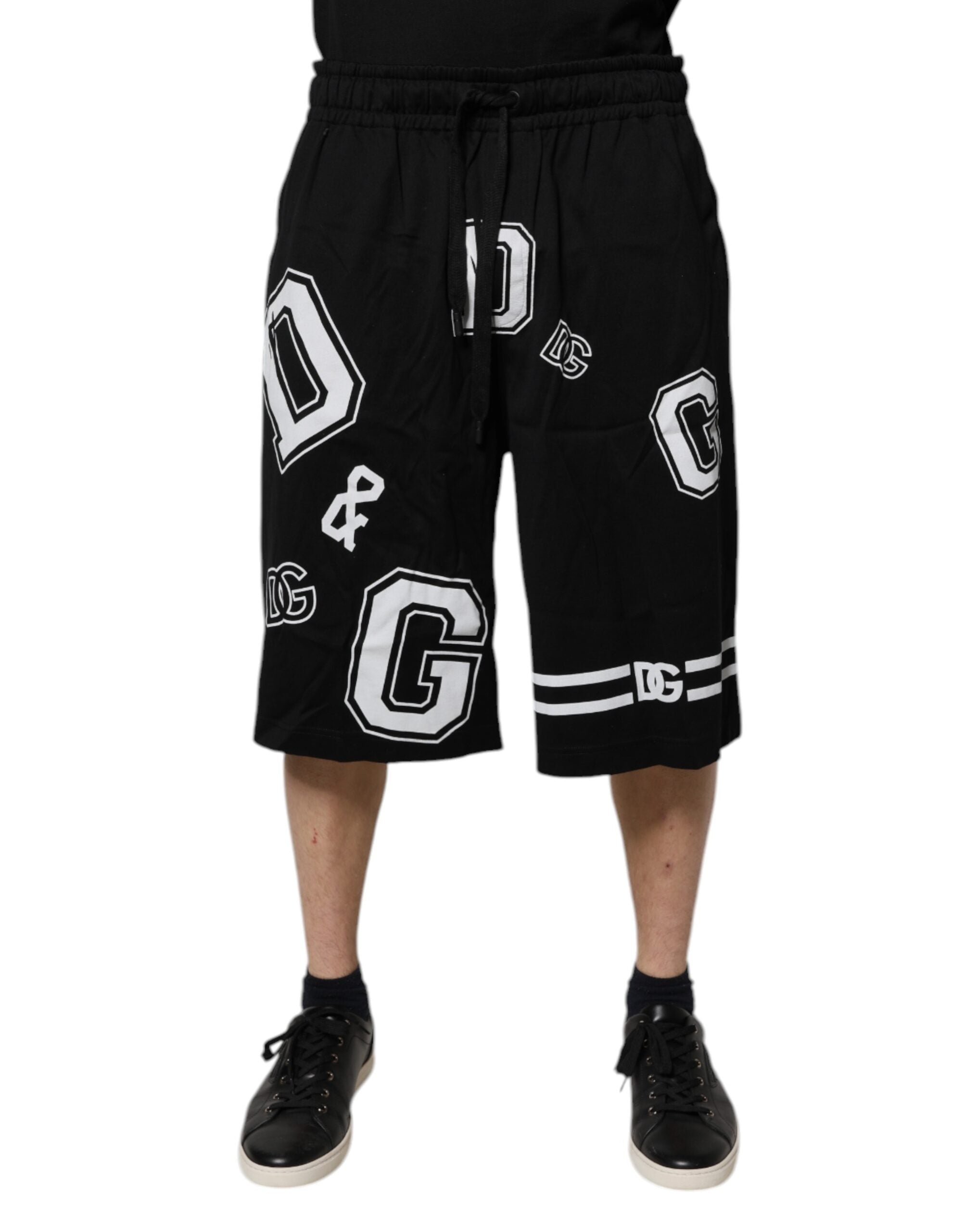 Svarta Bermuda-shorts med logotyp och bomull