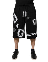 Dolce & Gabbana Black Logo Cotton Bermuda Sweatshorts Shorts
