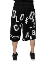Dolce & Gabbana Black Logo Cotton Bermuda Sweatshorts Shorts