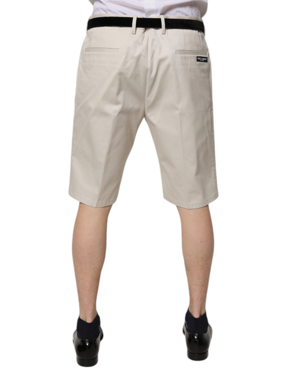 Beige Bermudashorts i bomull med medelhög midja