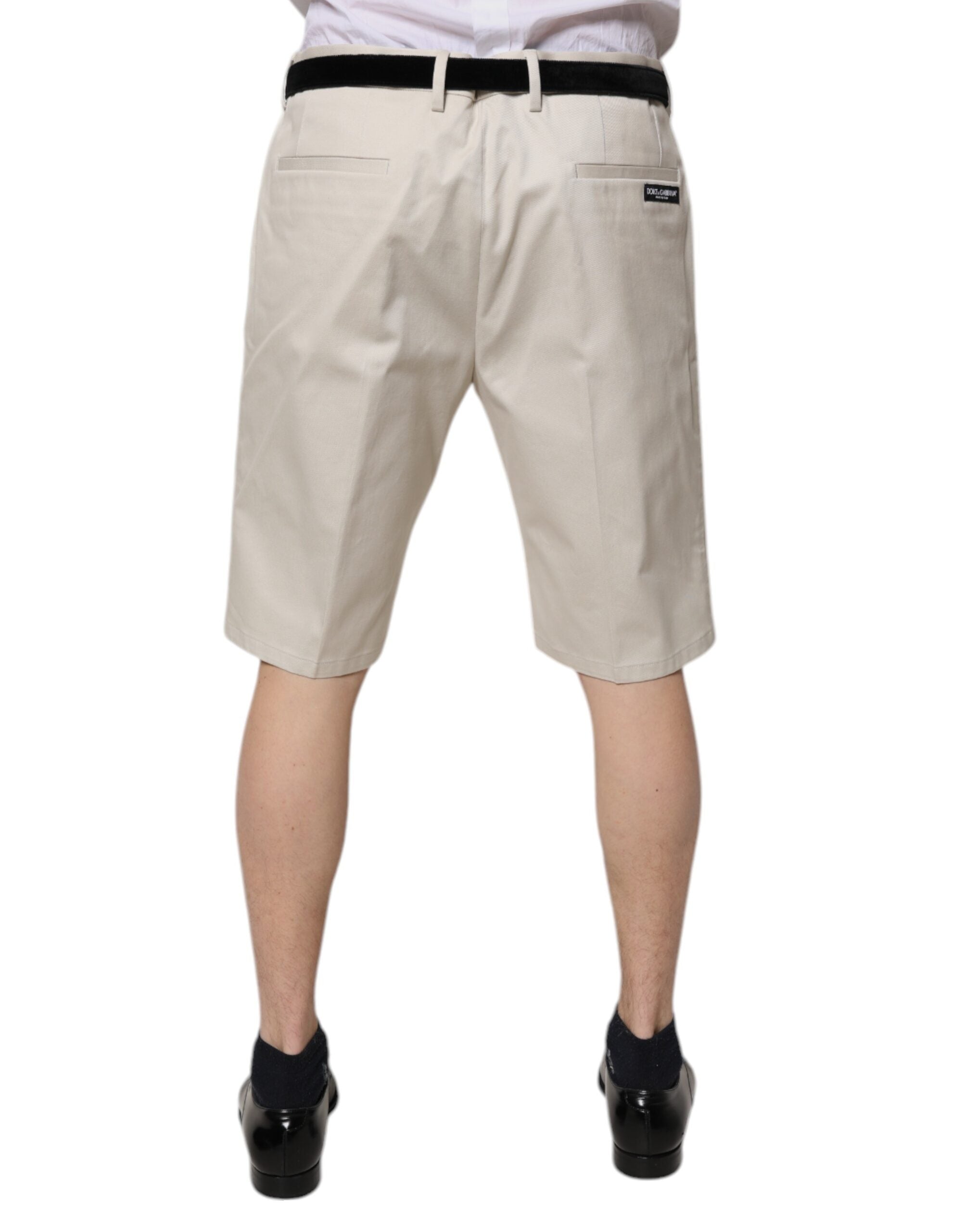 Beige Bermudashorts i bomull med medelhög midja