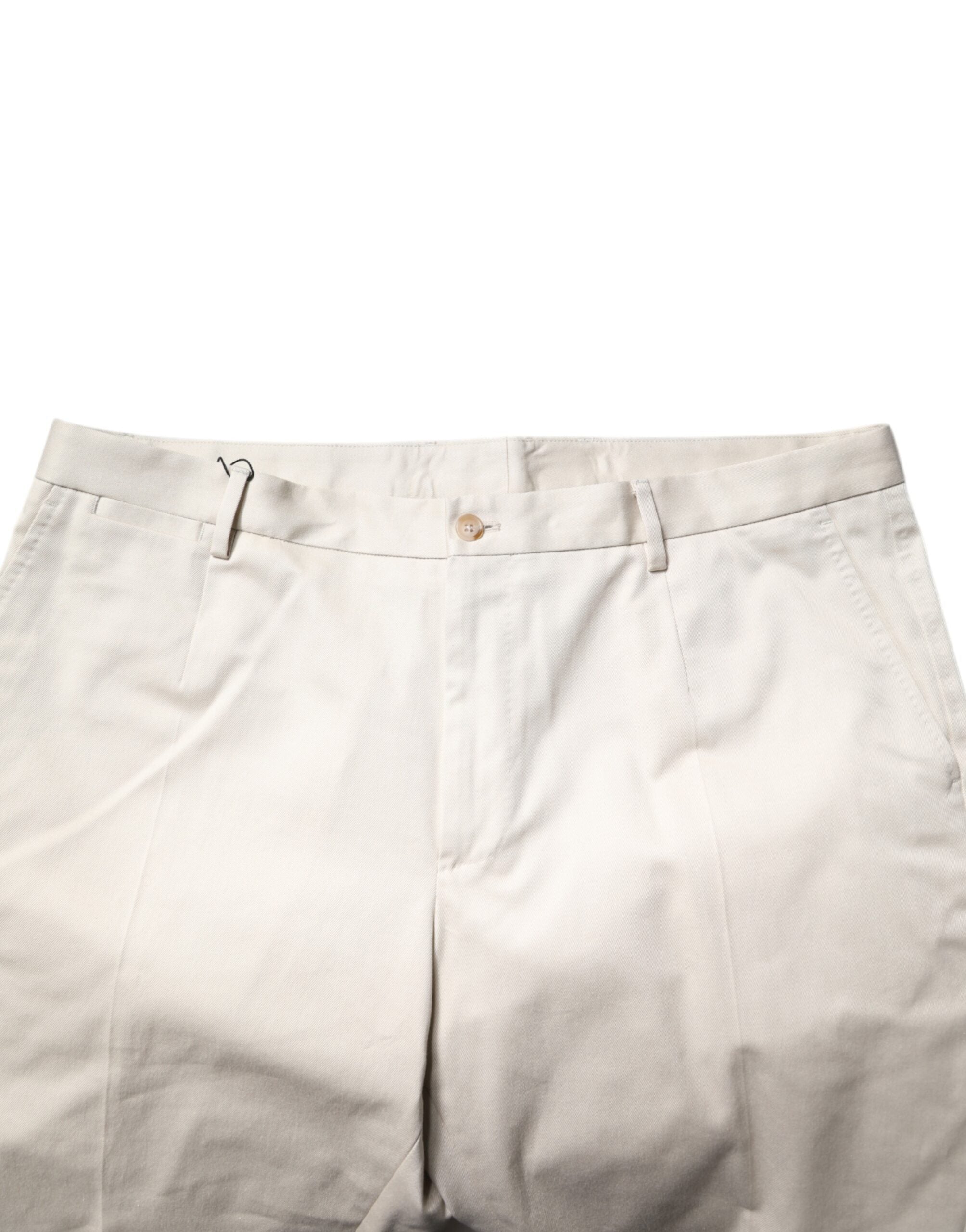 Beige Bermudashorts i bomull med medelhög midja