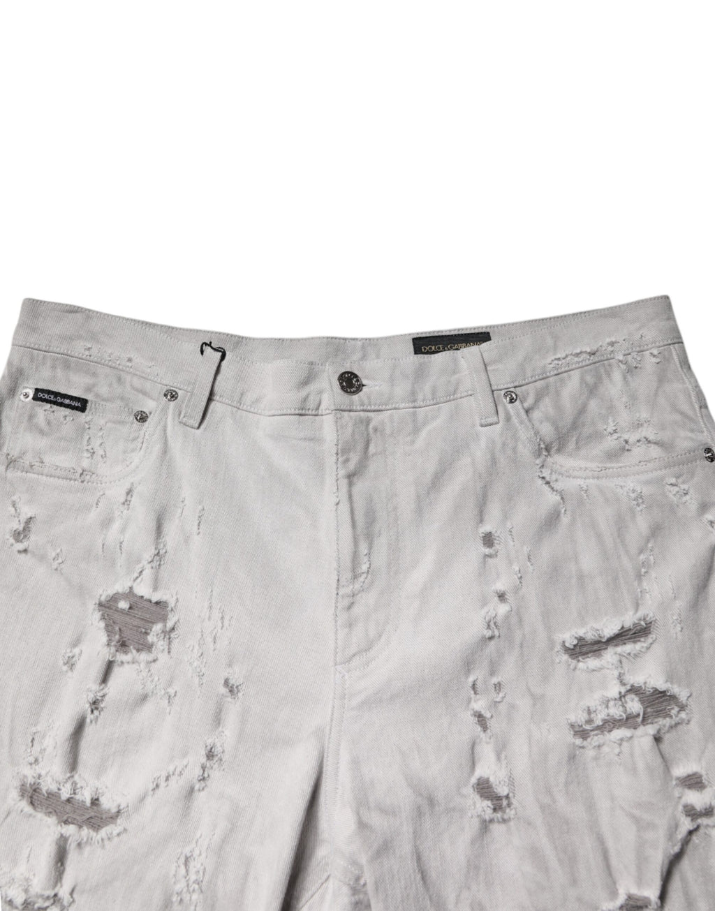Ljusgrå trasiga herrjeansbermudashorts