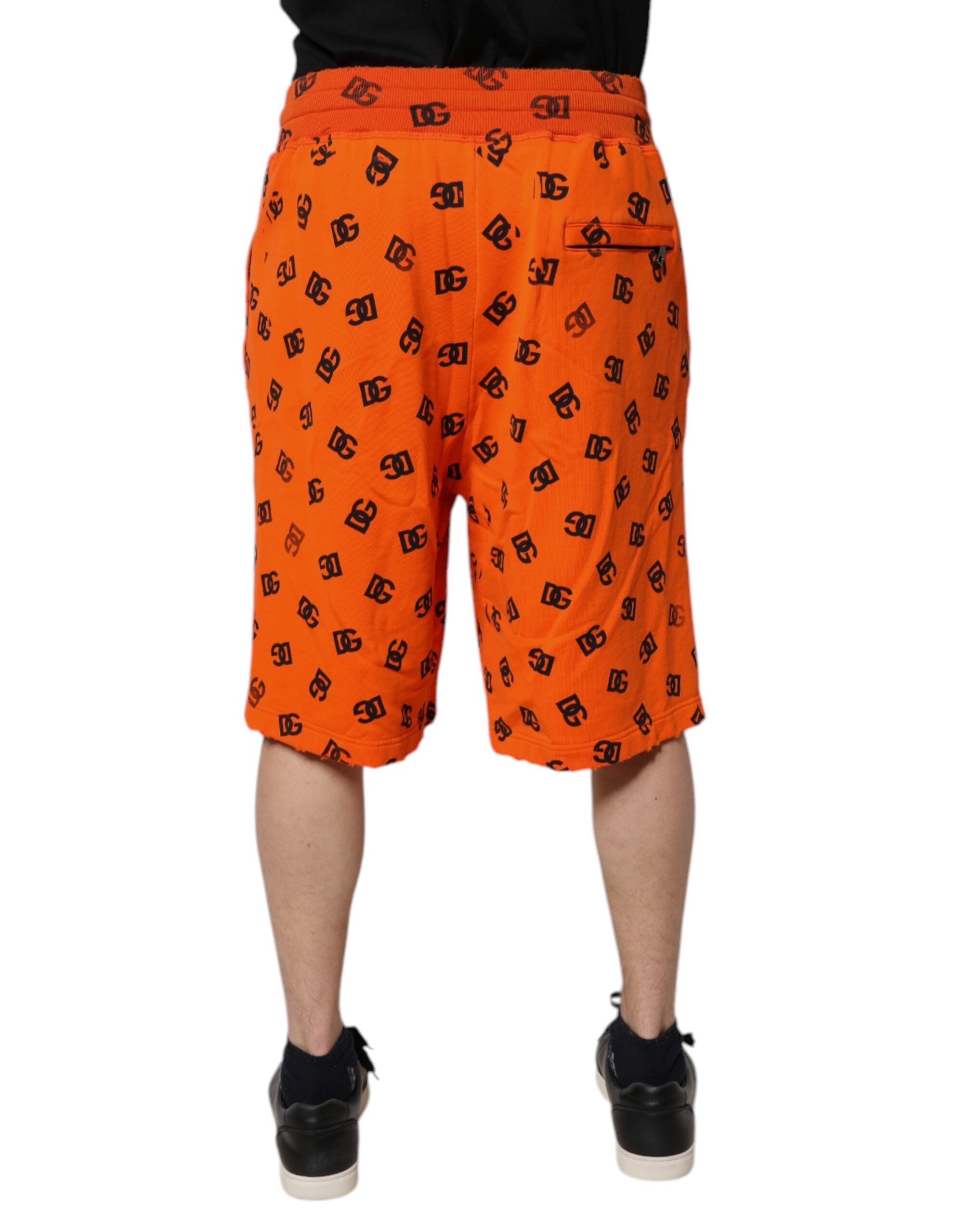 Orangea bermudashorts i bomull med logotyp och monogram