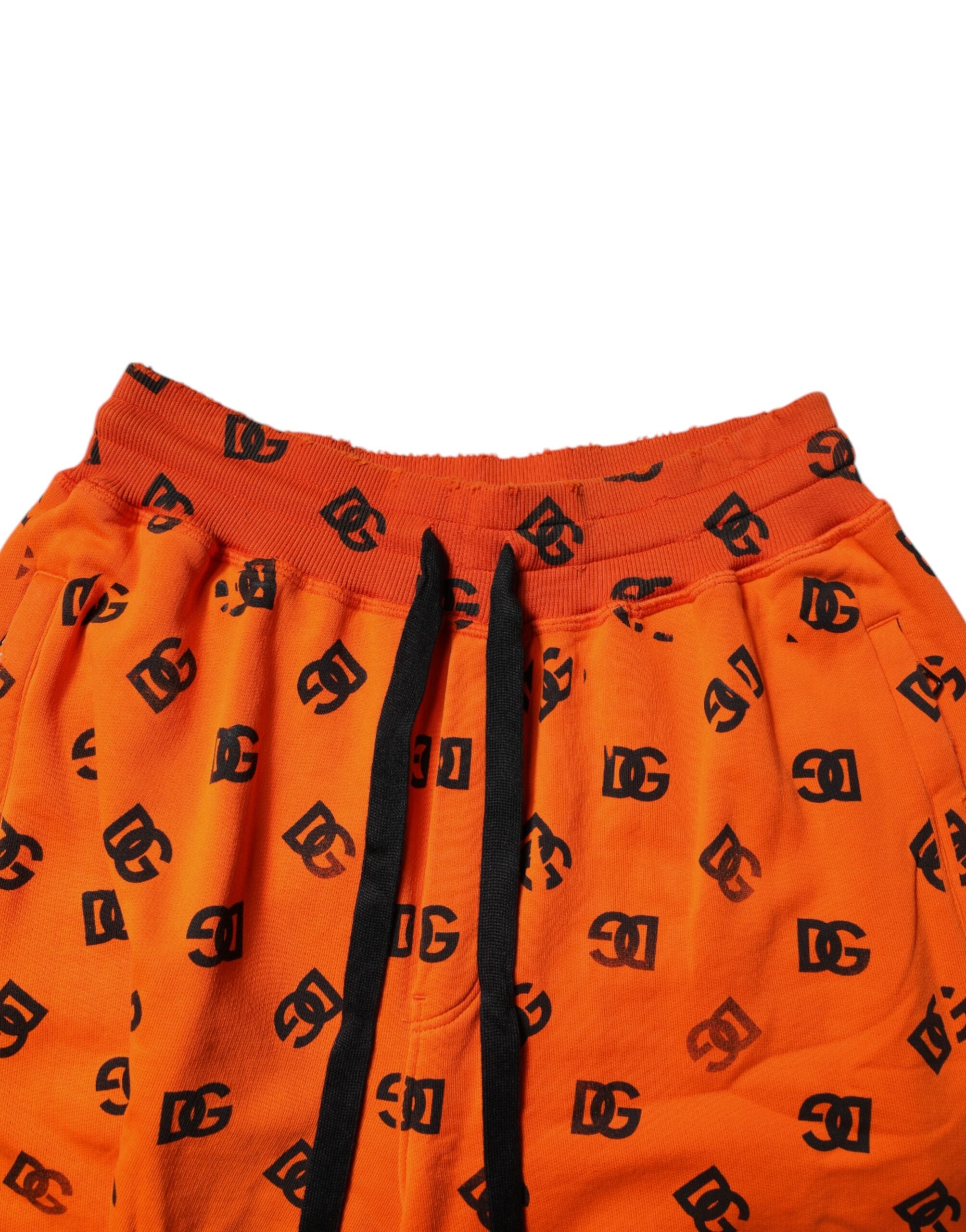 Orangea bermudashorts i bomull med logotyp och monogram