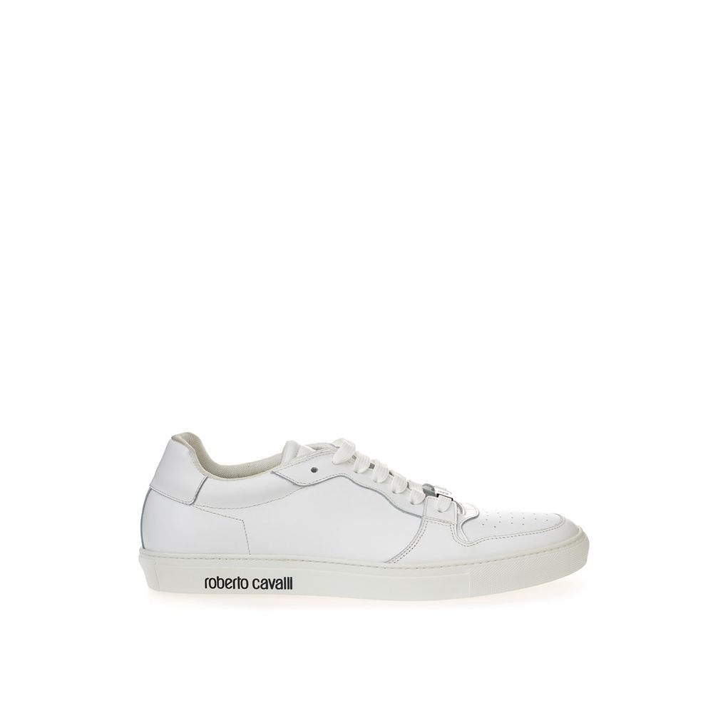 Roberto Cavalli Vita Lädersneakers Lyxiga Skor