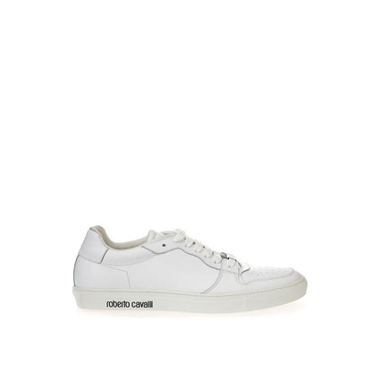 Roberto Cavalli Vita Lädersneakers Lyxiga Skor