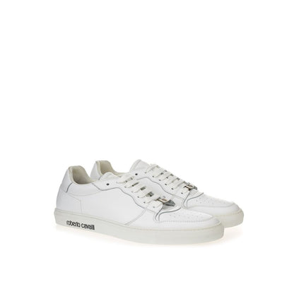 Roberto Cavalli Vita Lädersneakers Lyxiga Skor