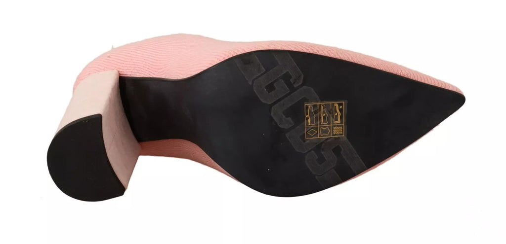 Rosa mockalogotypstrumpor med blockklack och ankelstövlar