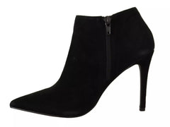 Steve Madden Black Suede Leather Stiletto Heels Boots Shoes