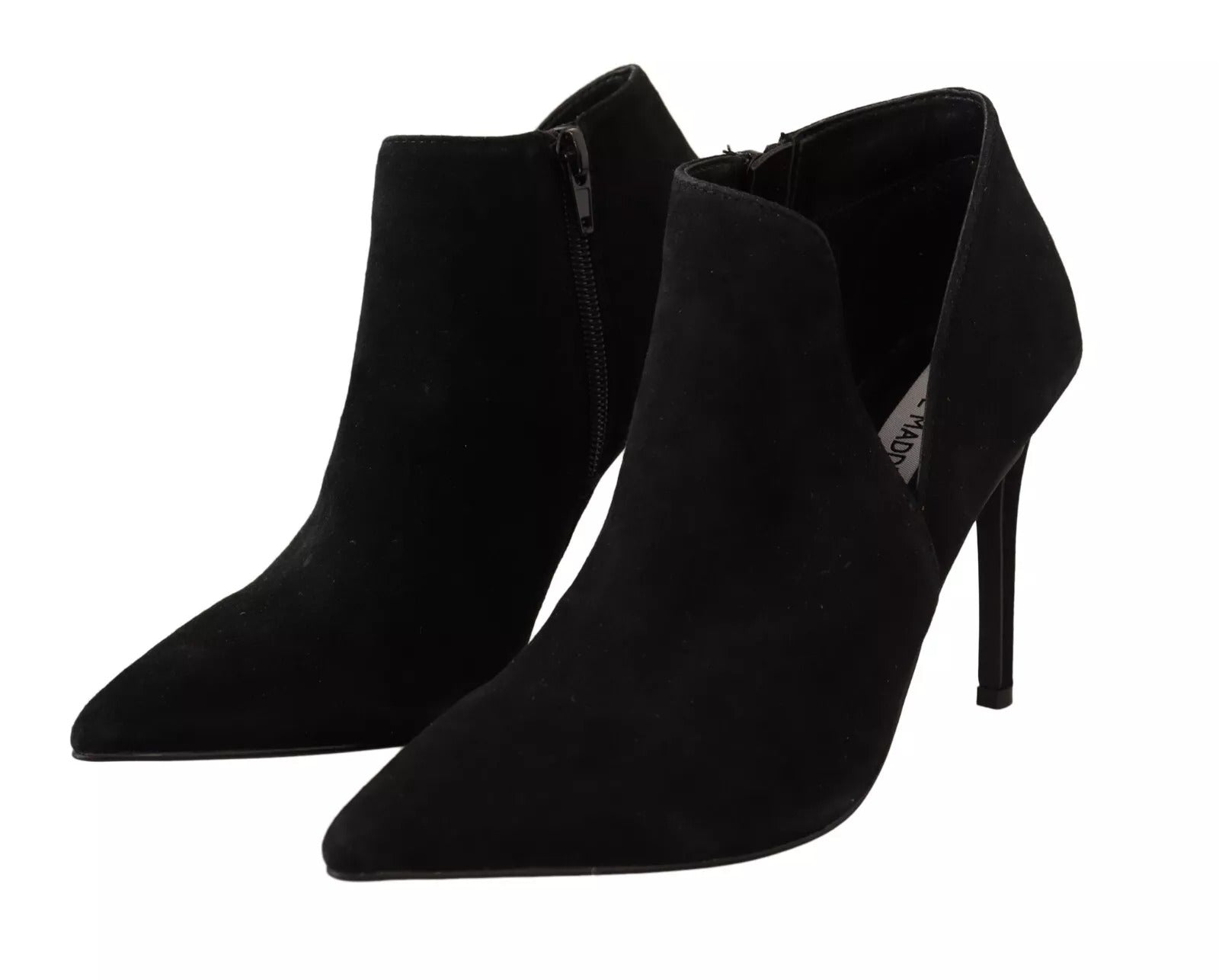 Steve Madden Black Suede Leather Stiletto Heels Boots Shoes