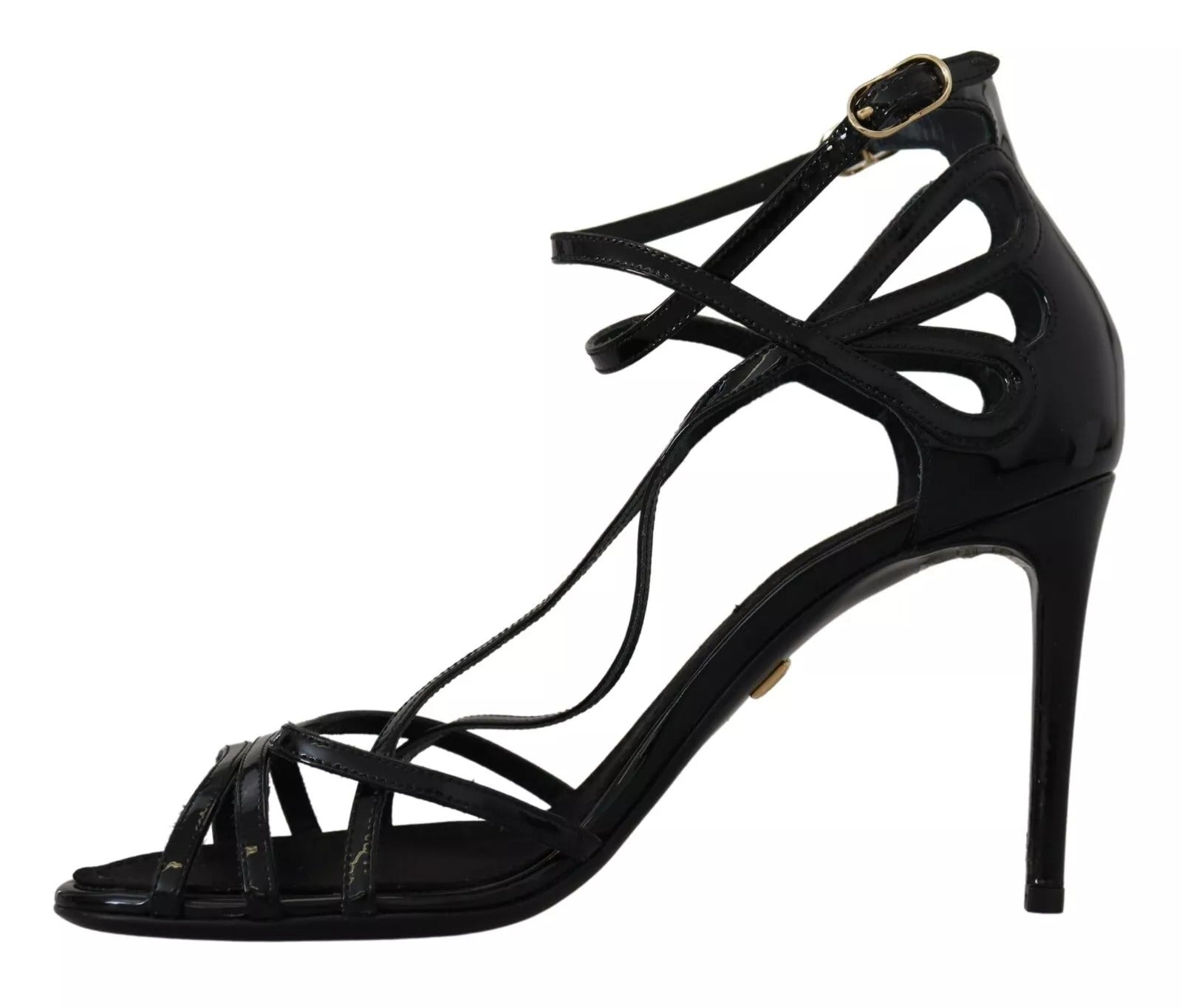 Dolce & Gabbana Black Leather Stiletto Heels Sandals Shoes