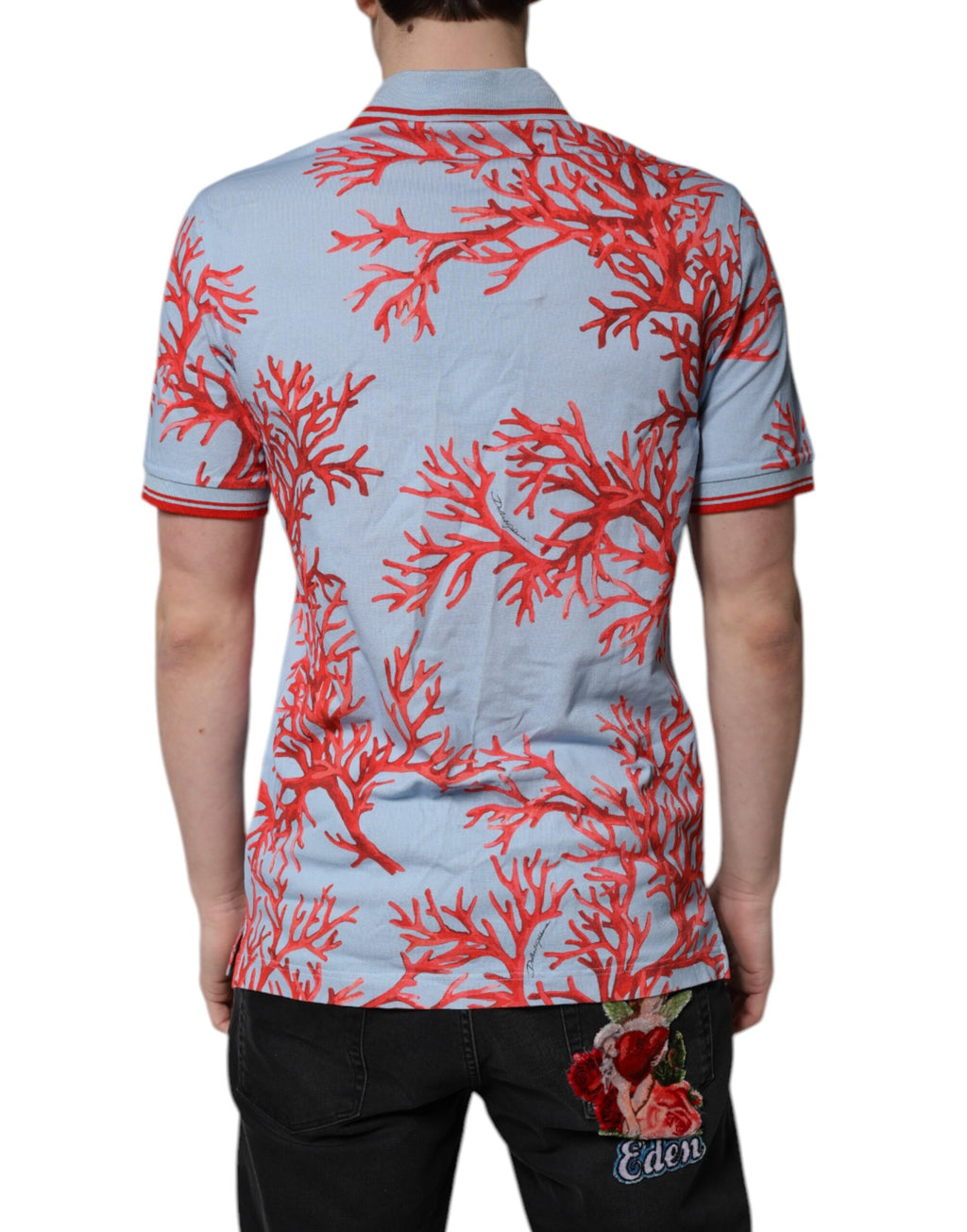 Ljusblå korall bomullspolo t-shirt