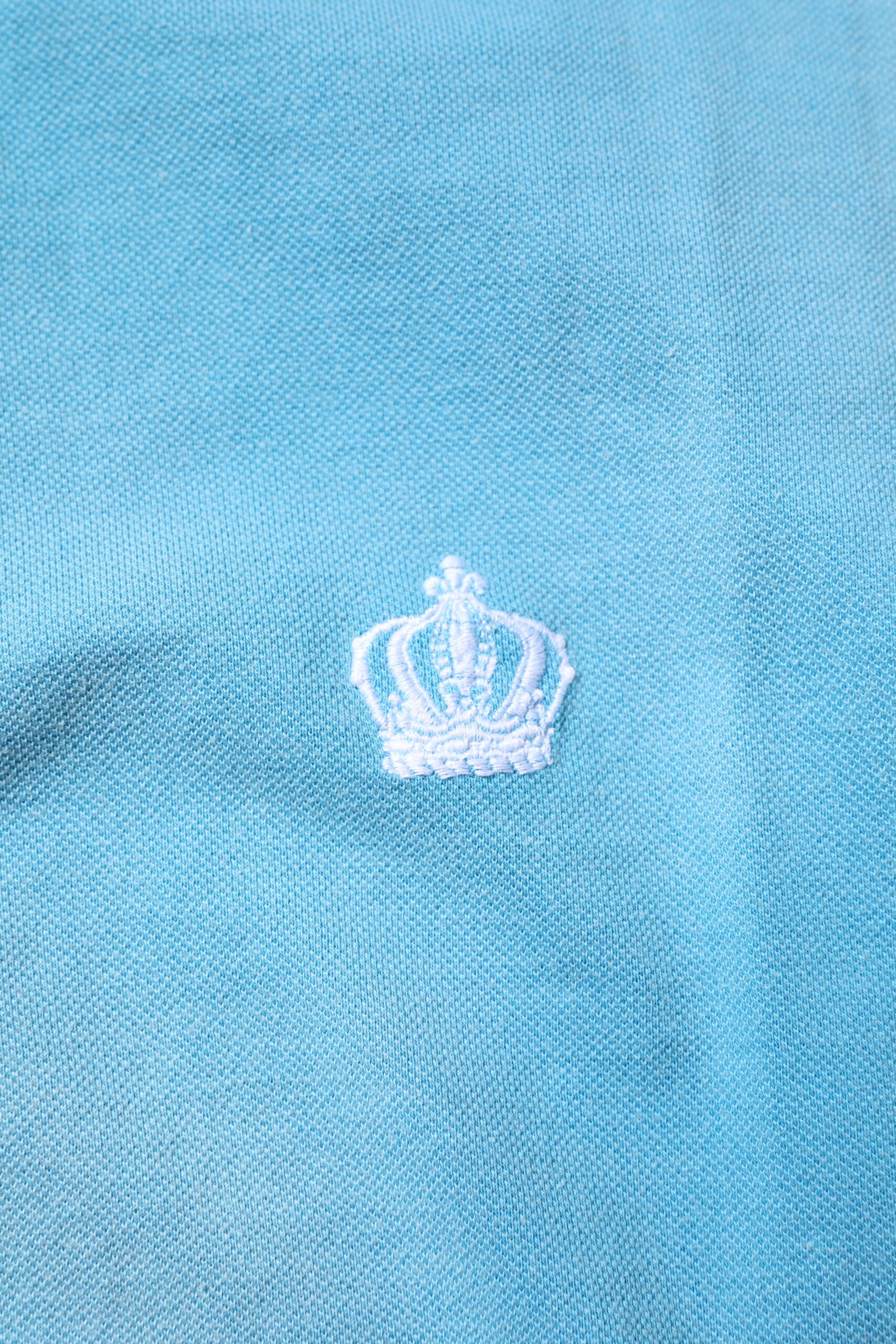 Blå bomulls- och kronkrage-polo-t-shirt för män