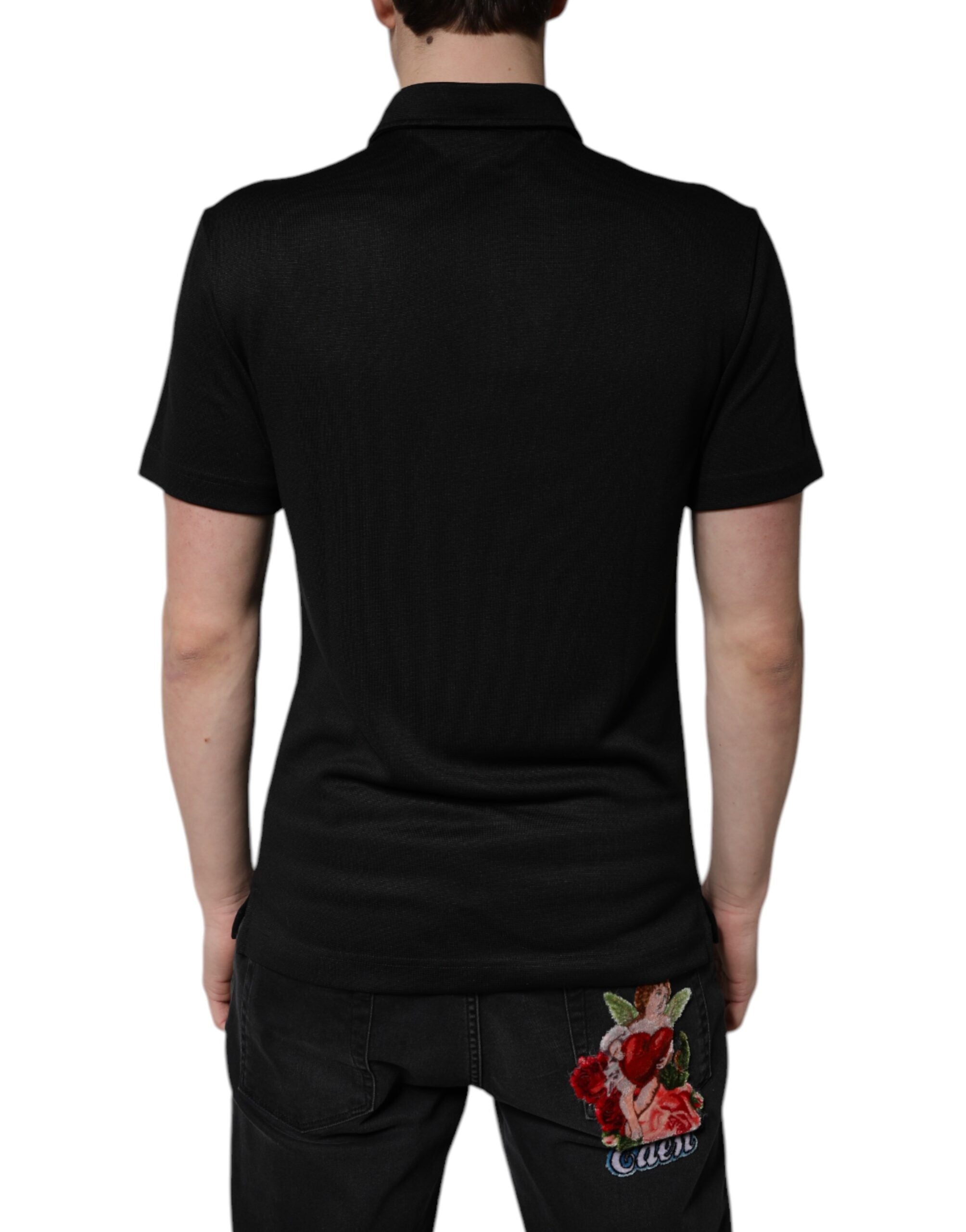 Svart polyester DG-logotyp med krage