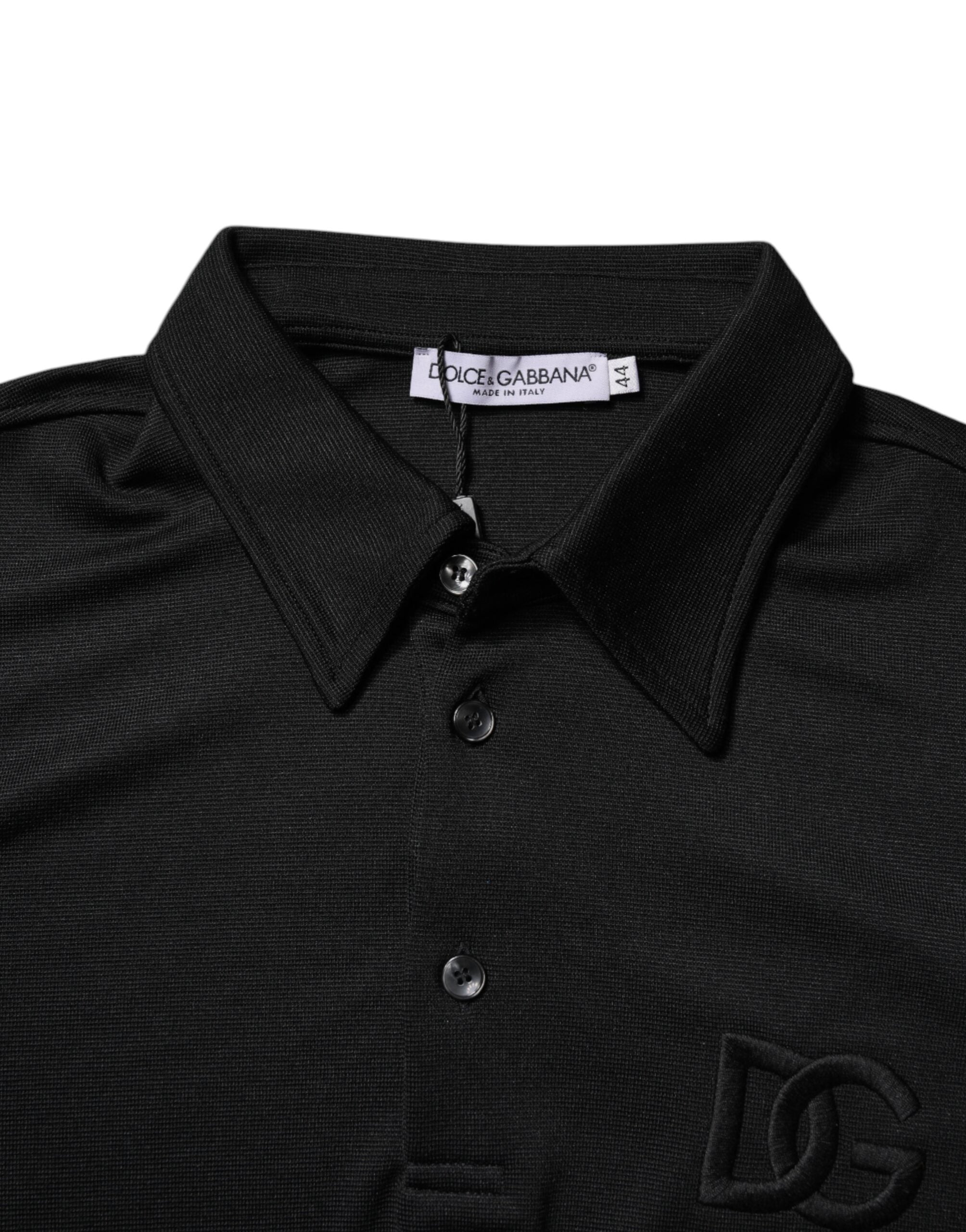 Svart polyester DG-logotyp med krage