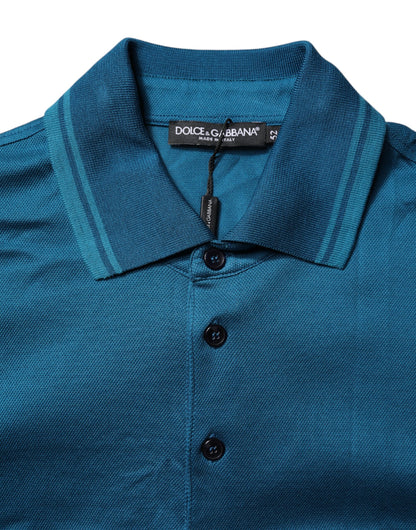 Dolce &amp; Gabbana Blå Logo Bomull Herre Poloskjorte T-skjorte