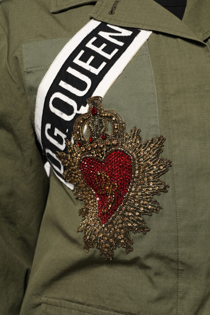 Dolce &amp; Gabbana Militärgrön Queen Embellished Jacket