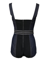 Dolce & Gabbana Blue Cotton Stretch Sleeveless Bodycon Denim Bodysuit
