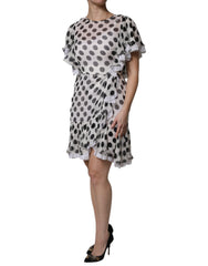 Dolce & Gabbana White Polka Dotted Silk Blend A-line Dress