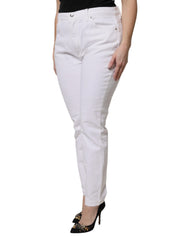 Dolce & Gabbana White Cotton Mid Waist Skinny Denim Jeans