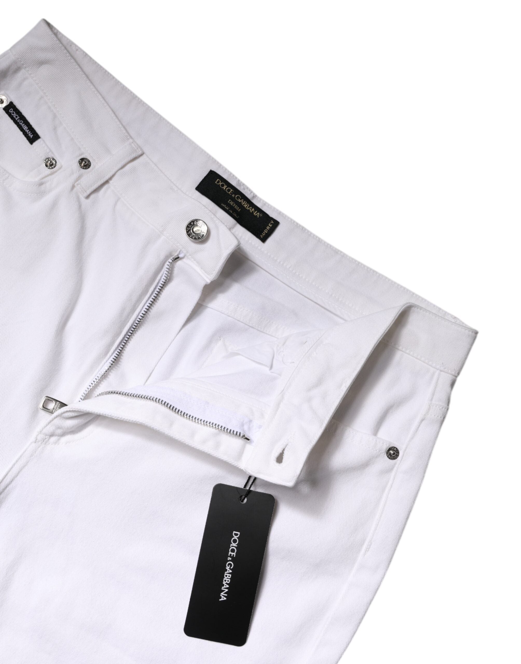 Vita skinny jeans med mellanhög midja i bomull