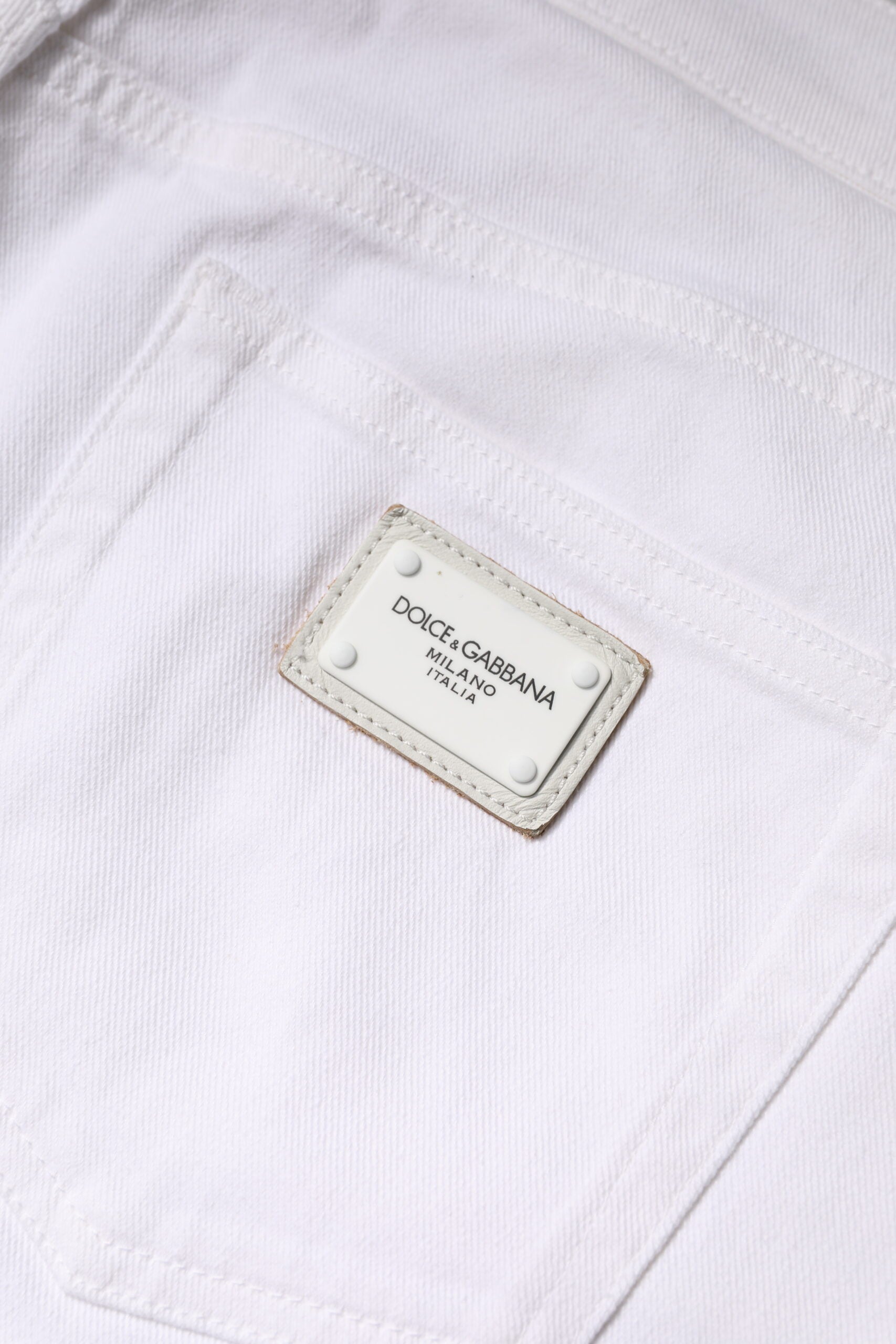 Vita skinny jeans med mellanhög midja i bomull