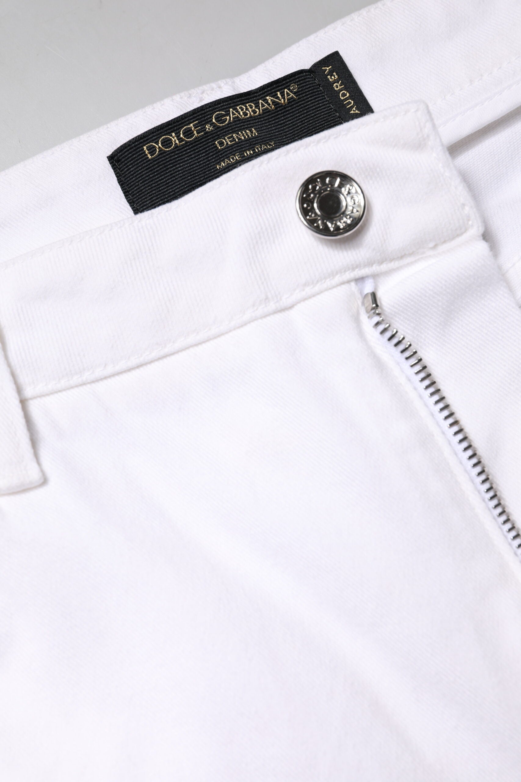 Vita skinny jeans med mellanhög midja i bomull