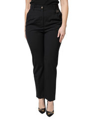 Dolce & Gabbana Black Polyester High Waist Dress Pants