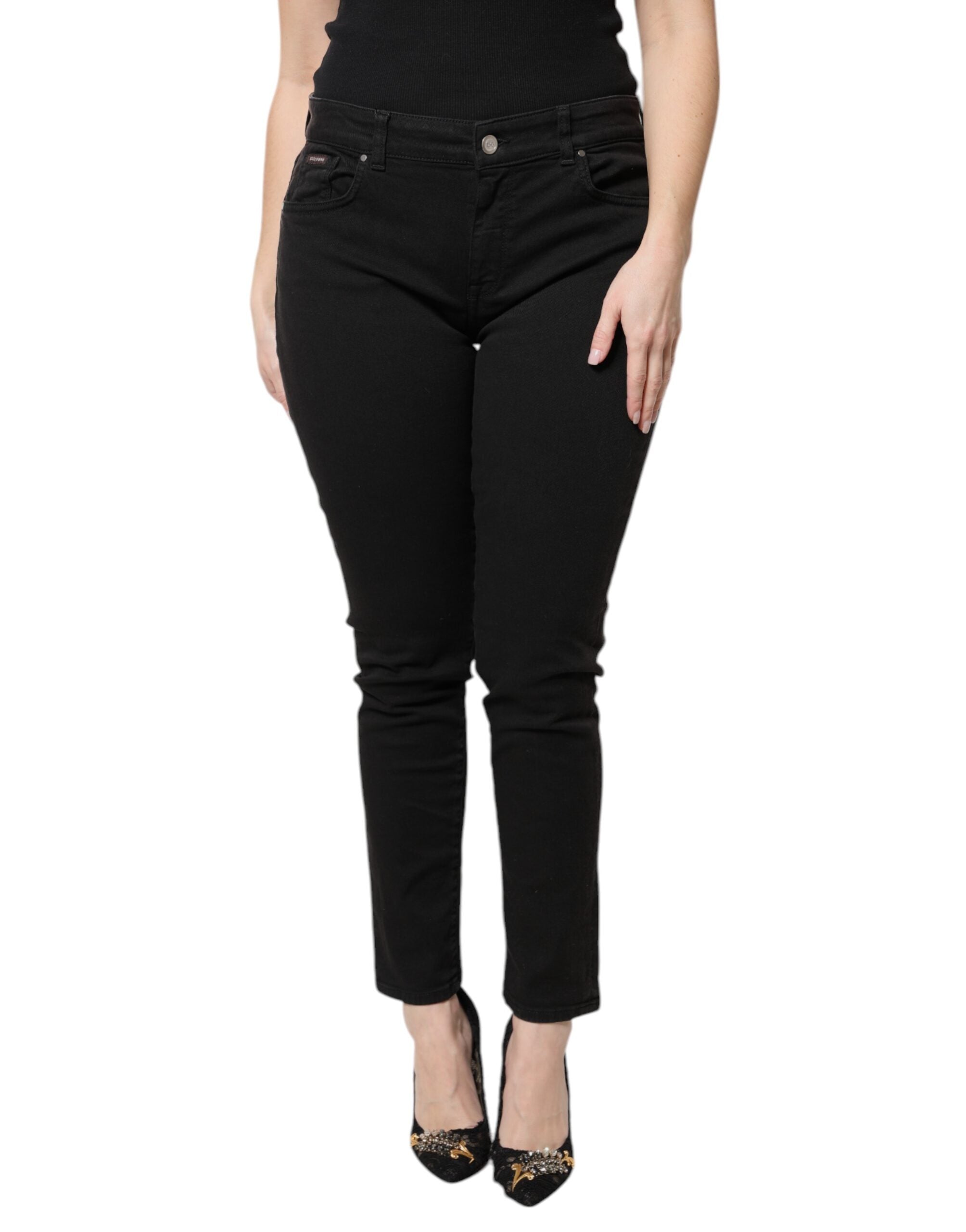 Svarta skinny jeans med hög midja i bomull