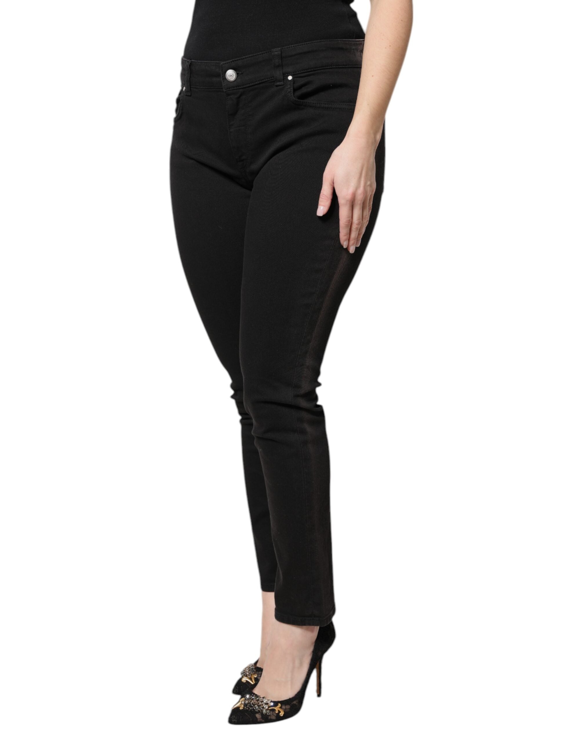 Svarta skinny jeans med hög midja i bomull