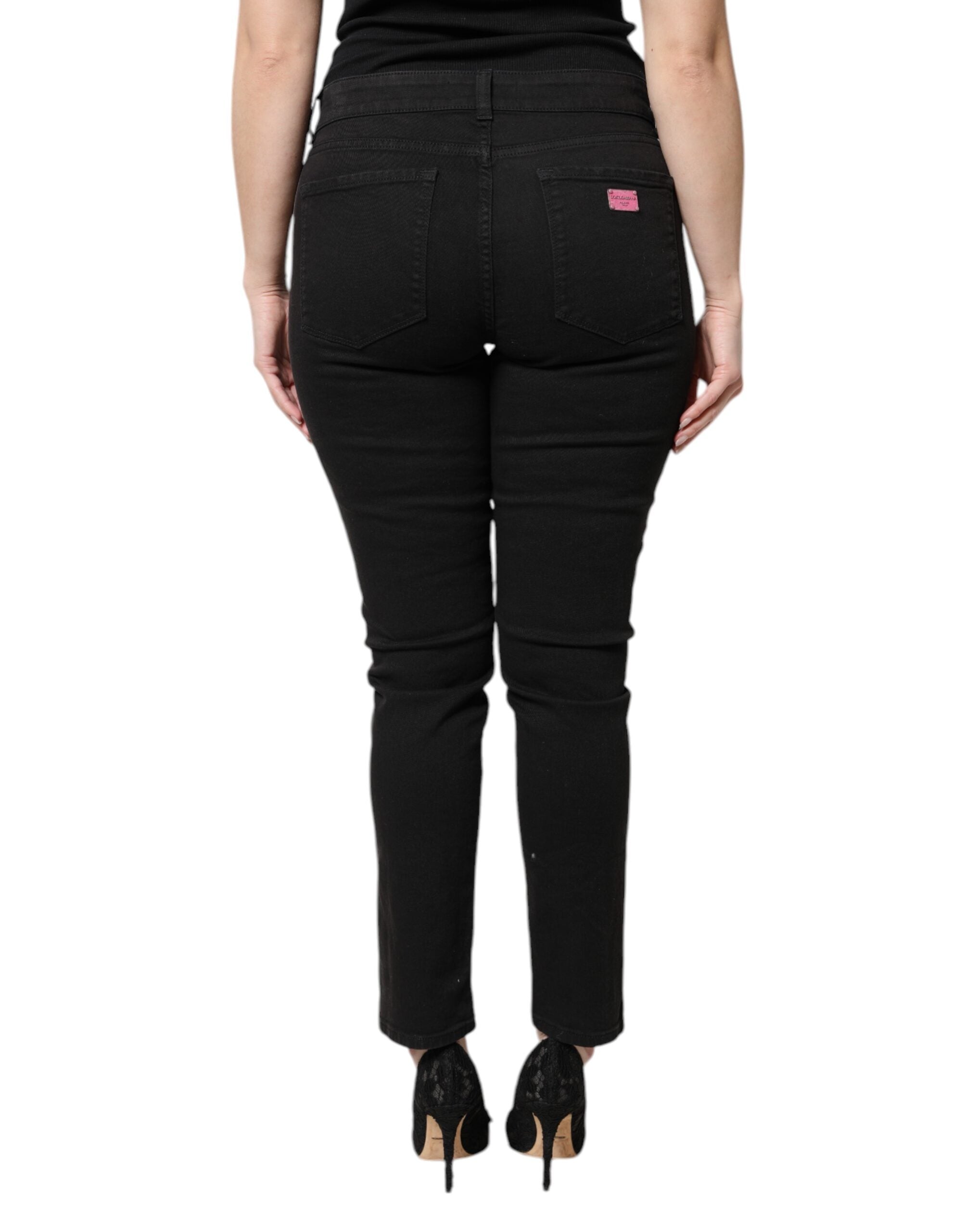 Svarta skinny jeans med hög midja i bomull