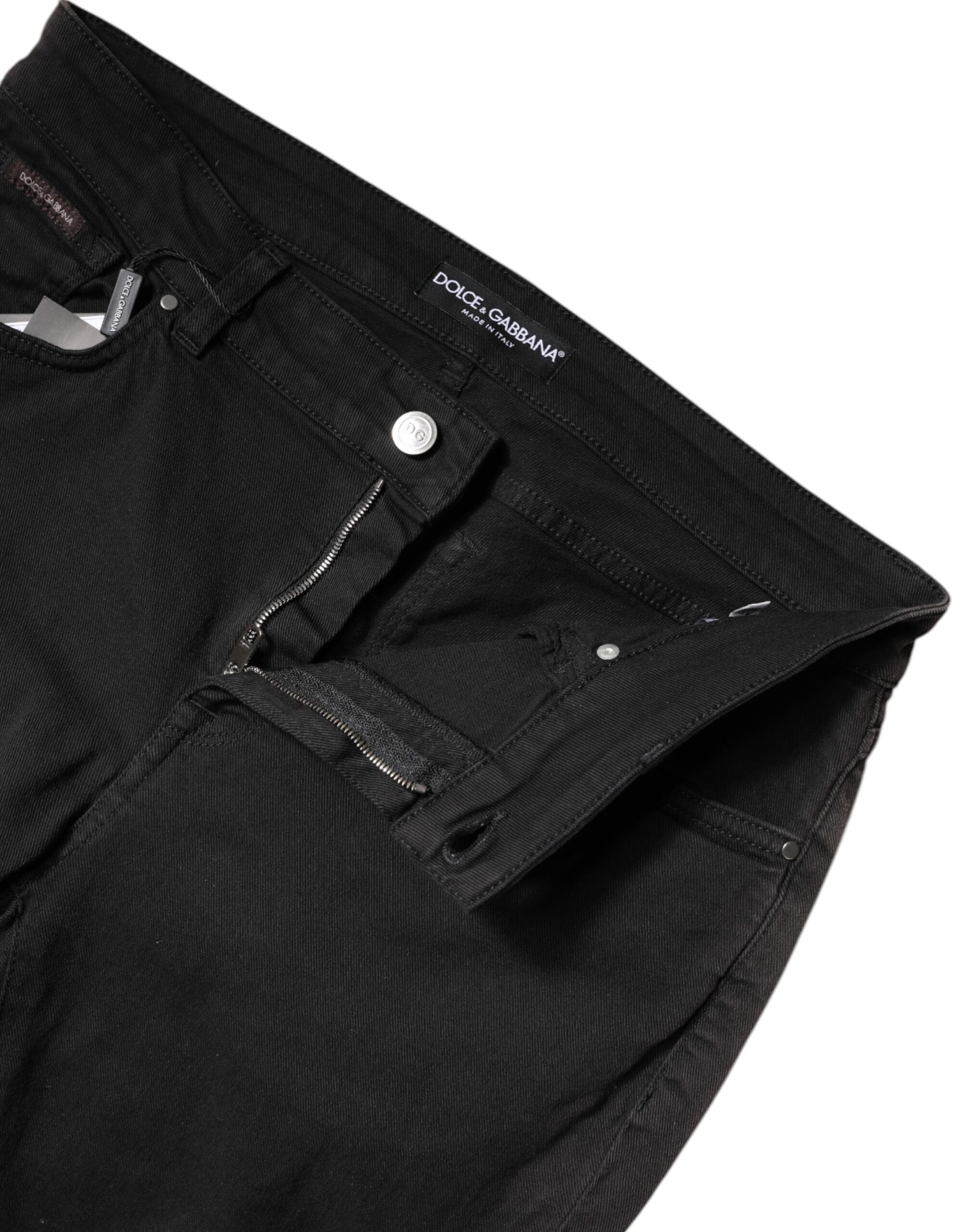 Svarta skinny jeans med hög midja i bomull