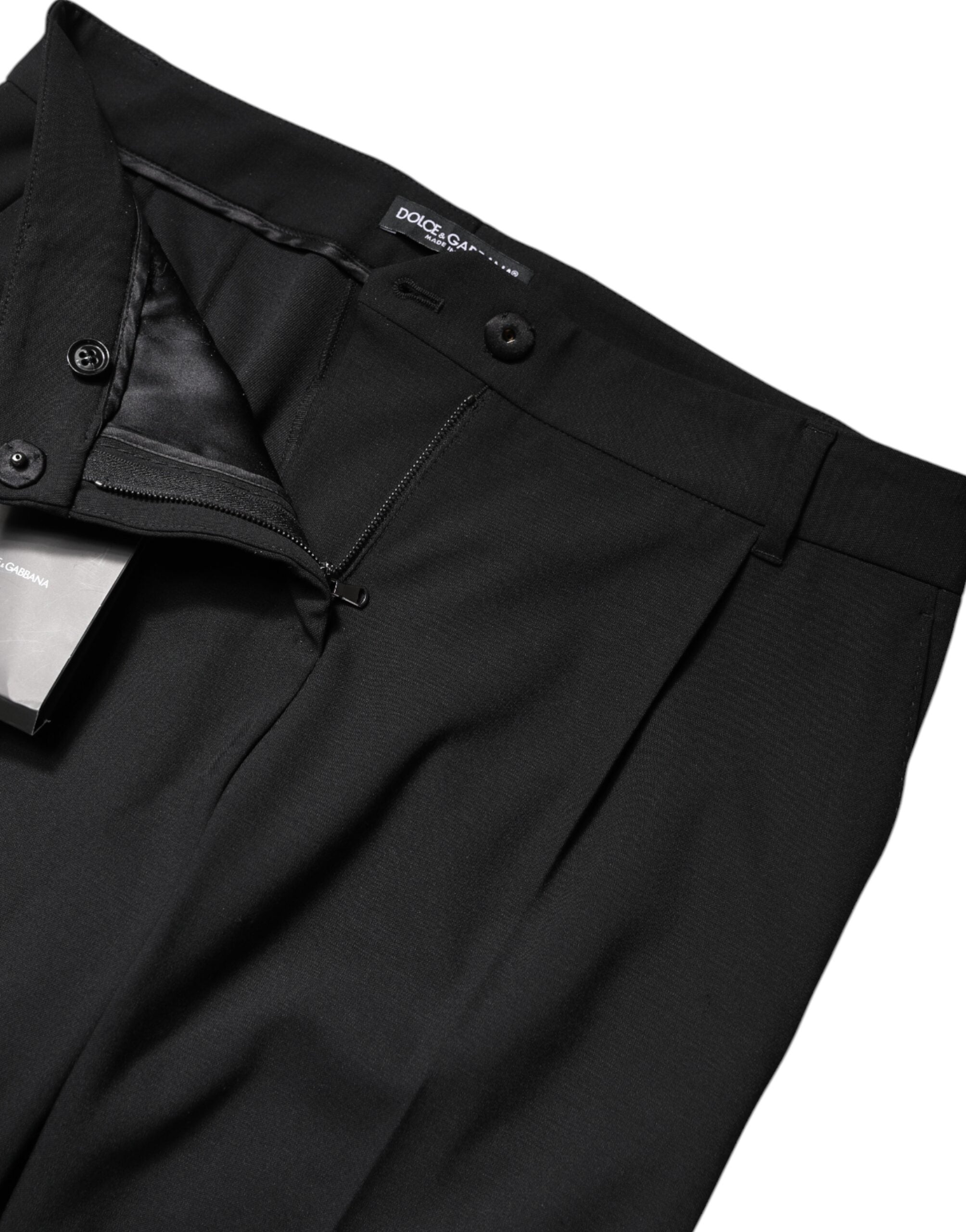Svarta ullbyxor med hög midja, bootcut-utskurna klänningar
