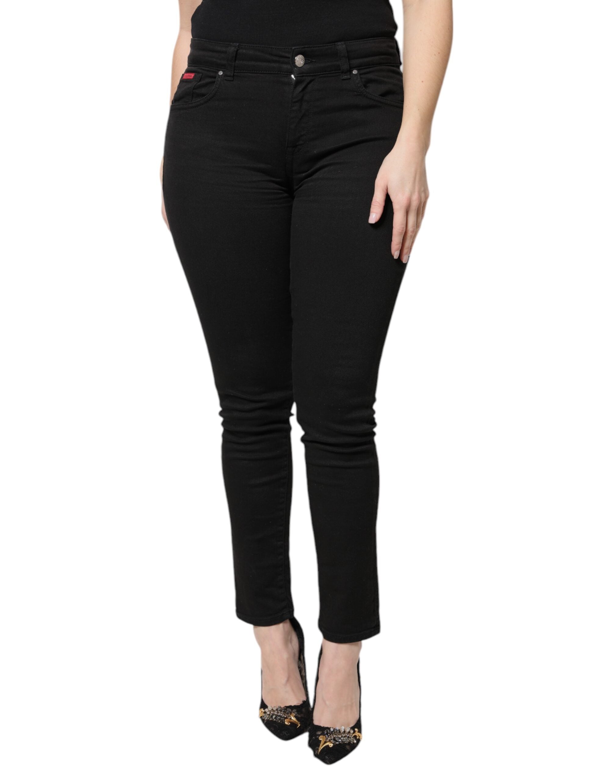 Svarta skinny jeans med hög midja i bomull