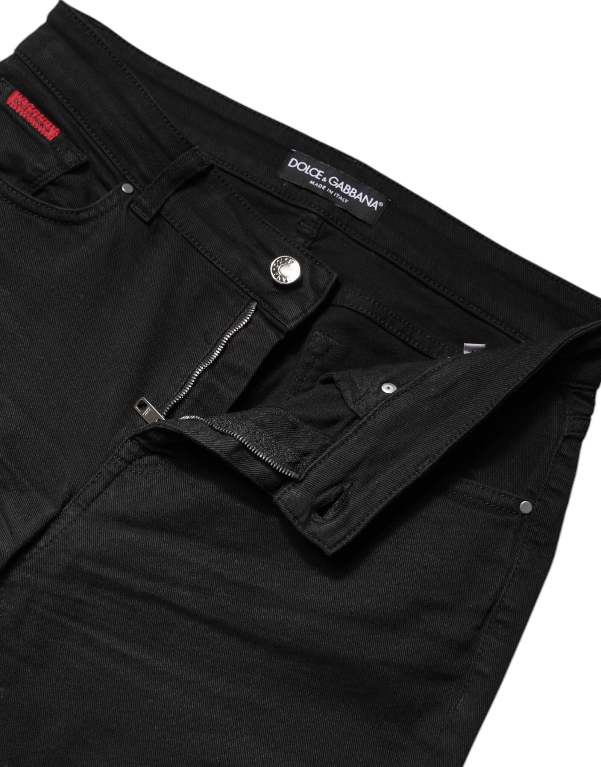 Svarta skinny jeans med hög midja i bomull