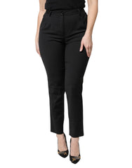 Dolce & Gabbana Black Polyester High Waist Slim Pants