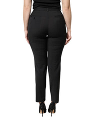 Dolce & Gabbana Black Polyester High Waist Slim Pants